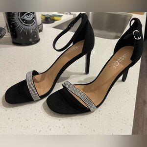 Brand New Black Heels with Silver Gem Strap
